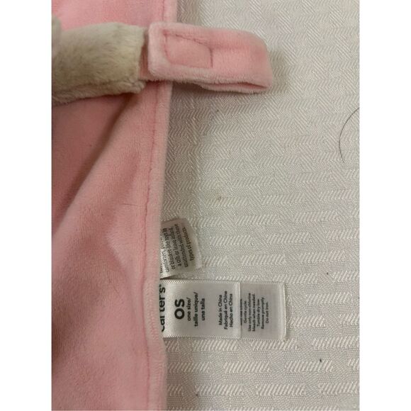 Carters OS Pink/White rattle plush lamb blankie blanket 16x7.5" - Picture 3 of 7